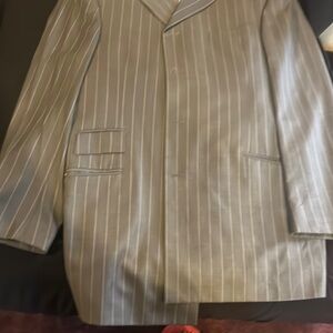 Gray Pinstripe Suit Jacket Classic Structured Style